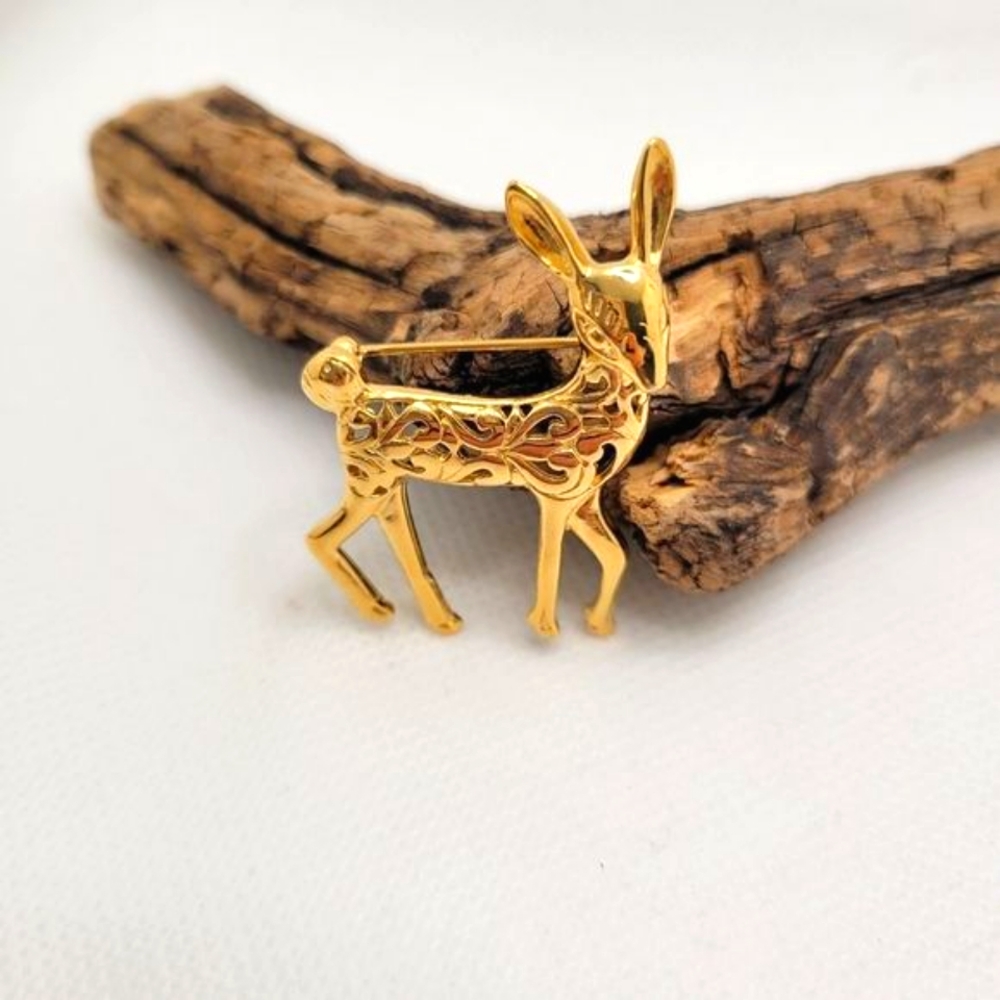 Golden Fawn Bambi Brooch Pin